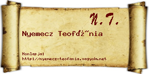 Nyemecz Teofánia névjegykártya